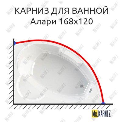 Карниз для ванной Vannesa Алари 168х120 Усиленный 20 мм MrKARNIZ