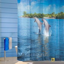 Штора для ванной Дельфины